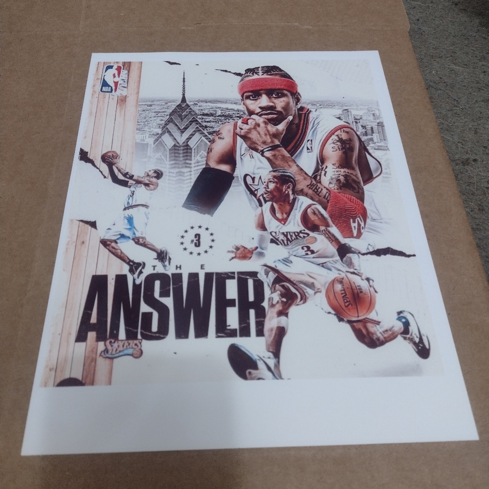 ALLEN IVERSON PHILADELPHIA 76ERS NBA  COLOR ART 8.5x11 ULTRA GLOSSY POSTER NEW!
